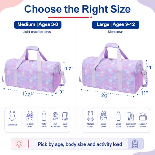 Image of Bagseri Dance Bag for Girls - Large Kids Duffle Bag for Travel