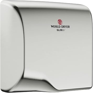 World Dryer L-973 SLIMdri Hand Dryer - Automatic Brushed Stainless Steel Universal Voltage Surface-Mounted ADA Compliant | ADA compliant