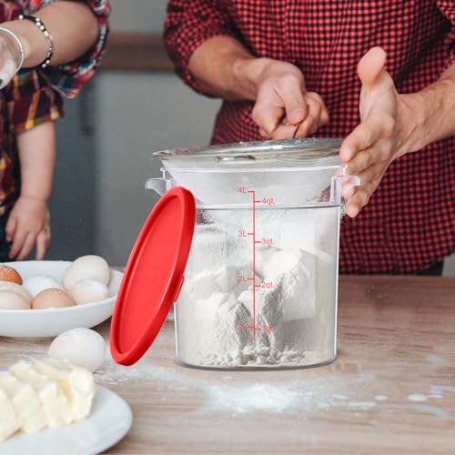 Suclain 4 Pcs 4 Qt Proofing Containers, Food Storage with Lids, Red by Suclain - Used condition - Image 4