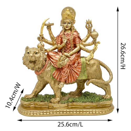 Estatua de la Diosa Durga sobre Tigre 10.5 pulg miniatura 5