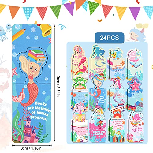 Mwoot 24Pcs Mermaid Magnetic Bookmarks For Kids, Cute Magnet Book Markers Kit For Book Lovers, Ocean Design Magnetic Page Marker Bookmark Supplies For Students Reading Lovers(12 Styles,4.5X3Cm) #TOP2