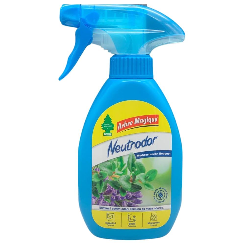 Spray Neutrodor TESSUTI Detergente e Igienizzante Per Le Superfici Dell'Auto, Elimina I Cattivi Odori, Profumo Balsamico 150ml (6 Spray)