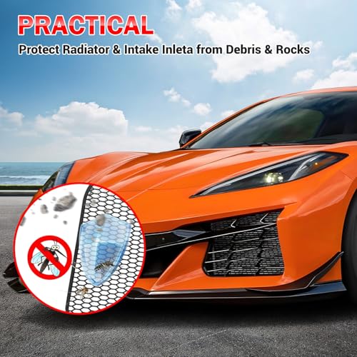 Image of 3PCS Black Front Bumper Radiator Grille Mesh Inserts for Corvette C8 Z06 2023+ /E-Ray 2024+, Aluminum Alloy Screen Guard Vent Protector Grille Cover Radiator Protection Accessories