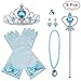 Vicloon 9 Pcs Princesa Vestir Accesorios Regalo Conjunto de Belleza Corona Sceptre Collar Guantes para Niña - Azul