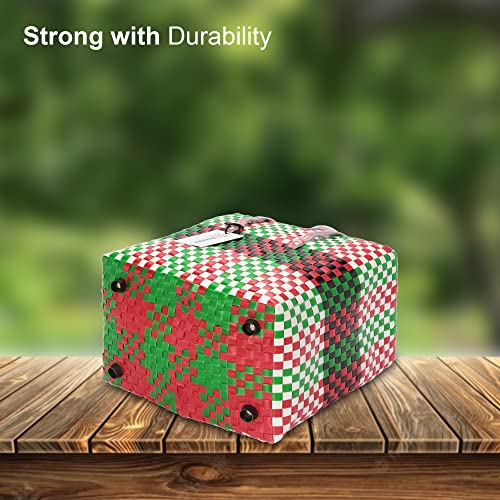 Image of Arnavira Handmade Multipurpose with Lid 7.5L Used as Lunch Lunch Bag Tiffin Bag for Office,School & Travel (25x13x22) (Red Green, Small)