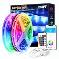 DAYBETTER LED Strip Lights 200ft (2 Rolls of 100ft), Color Changing Lights Strip for Bedroom, Desk, Indoor, Room Bedroom, Girl Boy Brithday Gifts RGB Decor with Remote and 24V Power Supply