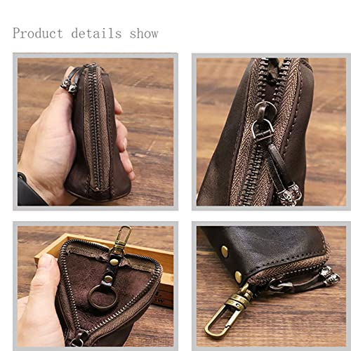 Small Coin Purse, Coin Genuine Leather Mini Coin Wallet Zipper Vintage Leather Coin Bag Car Key Holder Wallet for Men Women (Black)3