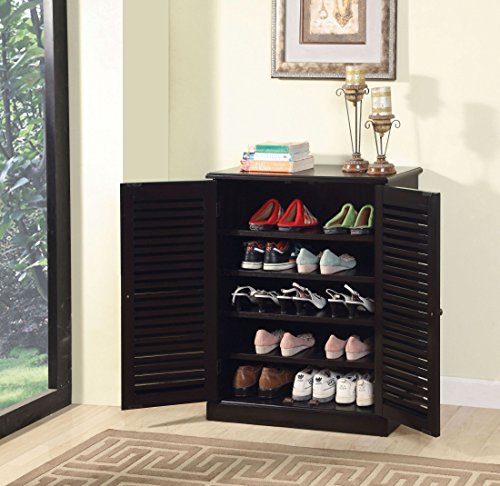 Image of APRODZ Mango Wood Alvara Shoe Cabinet for Home | Shoe Rack Organiser | Brown Finish