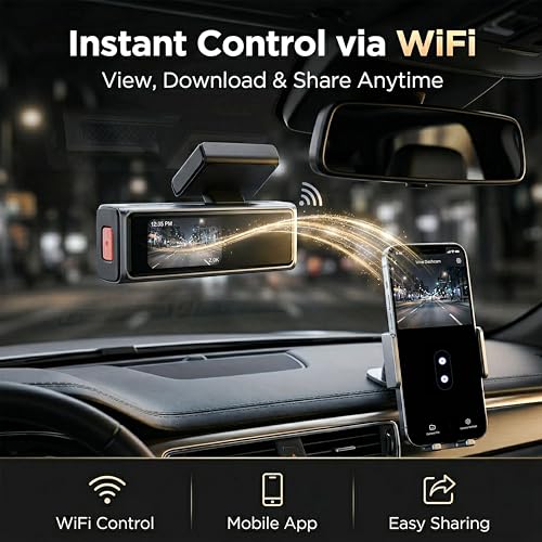 Image of Lenovo Dash Camera for Car (New Launch) | Front 2K Recording | Starlight Night Vision | WiFi Dashcam with App Control | 1.47 inch Display, 140 Wide Angle | T3-B1V