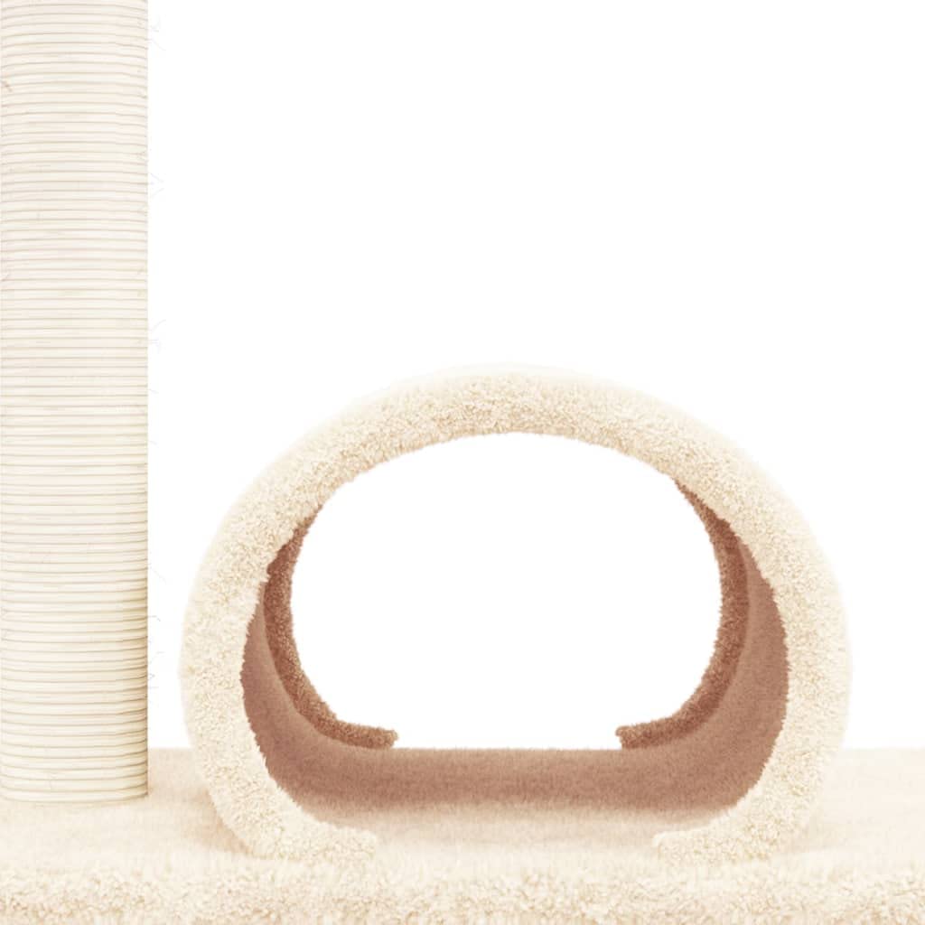 Tiragraffi con tunnel, 60 x 34,5 x 50 cm, per gatti, stabile torre da arrampicata con sisal, amaca e cavera, ideale per appartamento e balcone, legno resistente, facile da montare