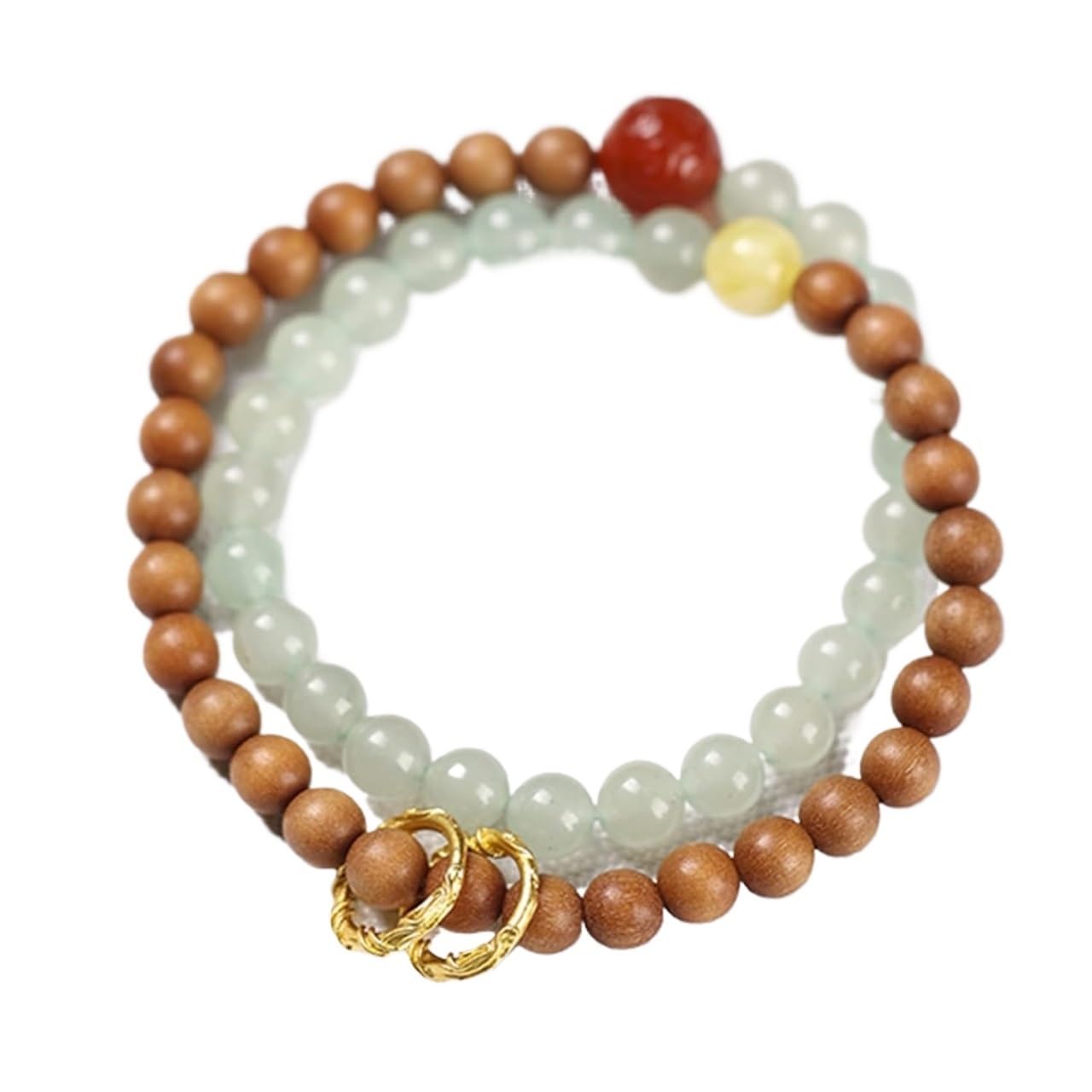Nzpost B Racelet, 6Mm Natural Red Sandalwood Aventurine Agate Amber Eaded Double Layer Stretch Racelet Spi