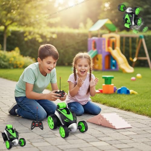Image of SHAKTISM Remote Control Stunt Car, 1:24 Scale, 360-Degree Rotation, Rechargeable RC Vehicle with High-Speed Performance, Shockproof Tyres, Random Colour, for Kids 3+ Years