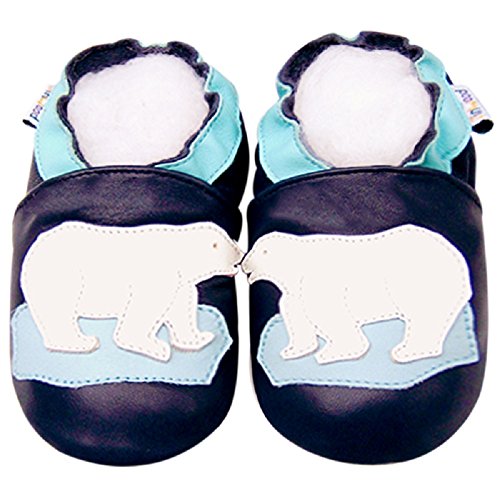 Leather Baby Soft Sole Shoes Boy Girl Infant Children Kid Toddler Crib First Walk Gift Polar Bear Navy (6-12month, Navy)
