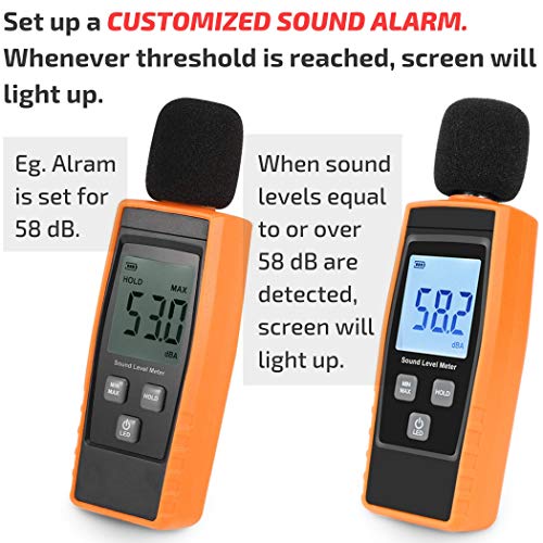 Decibel Meter Sound Level Reader -Digital dB SPL Portable Pressure Noise Volume Measurement Device | Voice Loudness Measuring Sensor Audio Tester -Momenturn