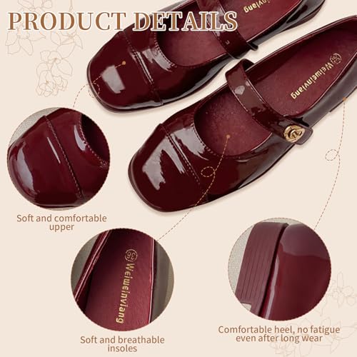 Women's Patent Leather Classic Mary Jane Flats,Dressy Round Toe Ballet Flats,Soft Work Flats Retro Mary Jane Flats3
