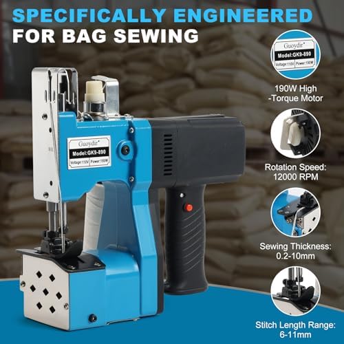 Portable Handheld Sewing Machine Heavy Duty – Bag Closer for Burlap, rice sack, Sand Bags – 230# Needle, 2000 Stitches/Min Detail