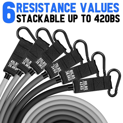 Image of Heavy Resistance Bands for Working Out, 300lbs /360lb /420lb Exercise Bands Workout Bands with Handles, Door Anchor, Ankle Straps, Home Gym Workout Equipment for Men Fitness Strength Training Stretching