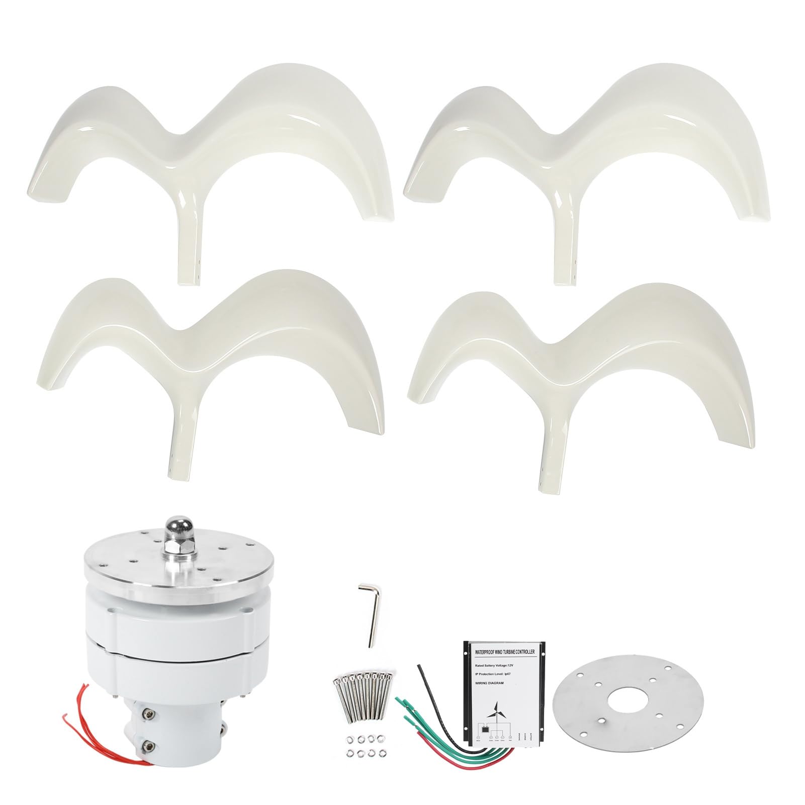 Garosa Generador de Energía de Turbina Eólica, 4 Palas, Nailon Duradero, 400 W, Ideal para Uso Doméstico y Marino (12V)