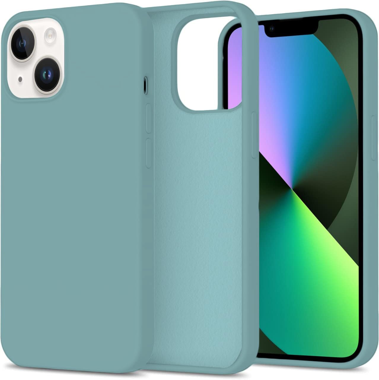 DIZORO® Silicone Back Case for iPhone 14, Soft-Touch Phone Microfiber Silicone Back Cover for iPhone 14-Cactus