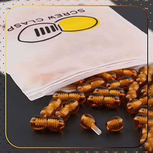 10Pcs Screw Clasps For Amber And Gemstone Beads Jewelry | Twist Clasps For Beaded Bracelets And Necklaces | Screw Closure | Amber Colours - Glossy Finish (Cognac Cog5) #TOP3