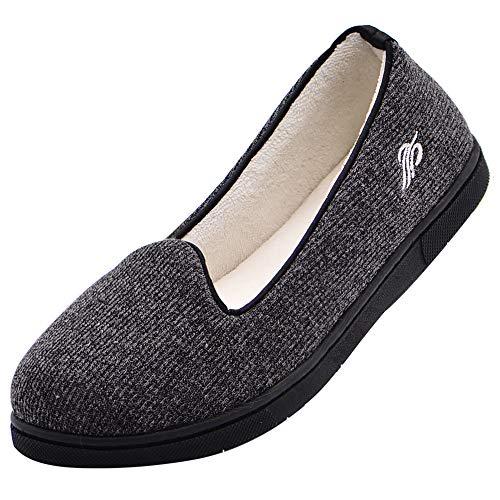 Wishcotton Light Breathable Slippers with Nonslip Sole,Dark Grey,8 M US