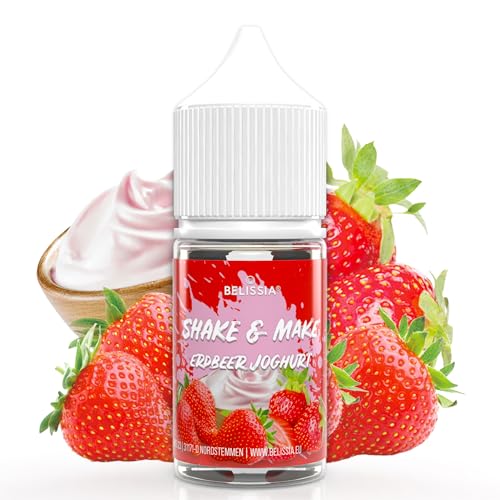 Belissia Shake and Make Erdbeer-Joghurt - 30ml hochdosiertes Lebensmittelaroma - zum Nachfüllen - Für Backen, Speisen, Getränke, Shakes, DIY & Raumduft - Vegan & ohne Zusatzstoffe