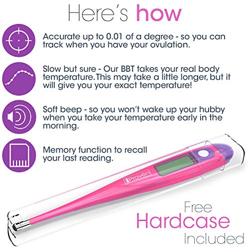 Fertility Basal Thermometer for Ovulation - iProven BBT-271B - 1/100th Accuracy - Trying to Conceive The Natural Way - Monitor Your Waking Temperature - Ovulation Tracking and Prediction - Thumbnail 7