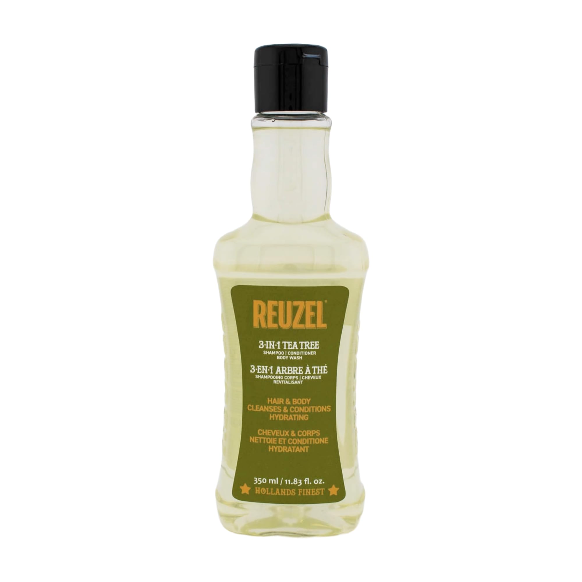Reuzel 3-In-1 Tea Tree Shampoo - Cleanses Hair and Body - Soothes and Moisturizes Your Skin and Is Ideal for Overall Scalp Care - Rinses Clean and Can Be Used Daily - Vegan Formula - 350 ml