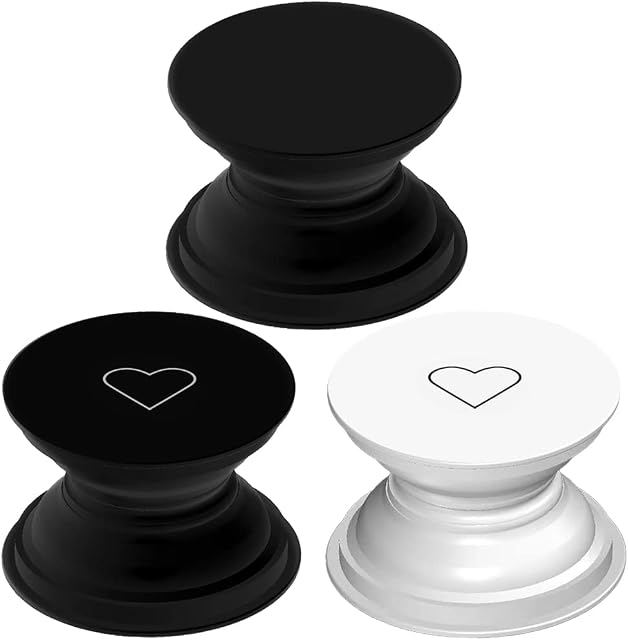 3 Pack Mobile Phone Mounts and Stands for Smartphone and Tablet - Black White Heart