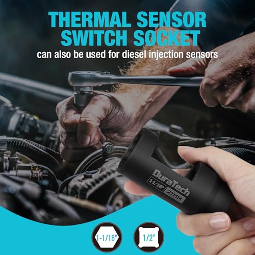 Image of DURATECH 7PCS O2 Oxygen Sensor & Oil Pressure Socket Set, 1 /2 inch 3 /8 inch Drive x 22mm (7 /8 inch) 27mm 29mm Oxygen Socket Wrench, O2 Sensor Remover Removal Tool