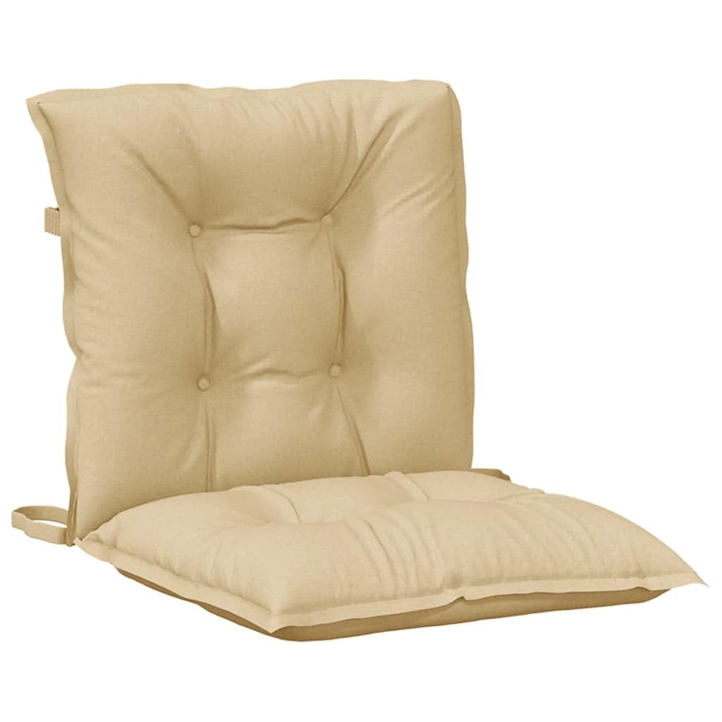 6 cuscini per sedia con schienale basso, beige, 100 x 50 x 7 cm, in tessuto, antiscivolo, con elastico e cordoncini, ergonomici per sedia da giardino, sala da pranzo e ufficio