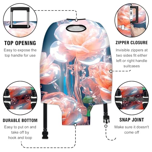 Travel Luggage Cover Suitcase Protector Scratch-Resistant Fit Not Included Suitcase Roses L-26-28in3