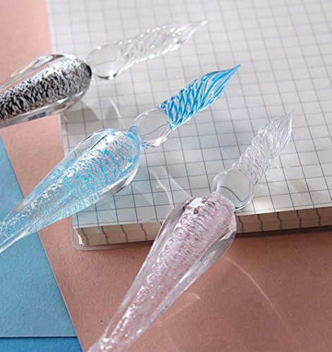 Image of Crystal Glass Dip Ink Set, 4 Pcs Non-Carbon Signature Creative Writing Tools Gift for Art Decoration - Four Colors Available (Pink Sets)