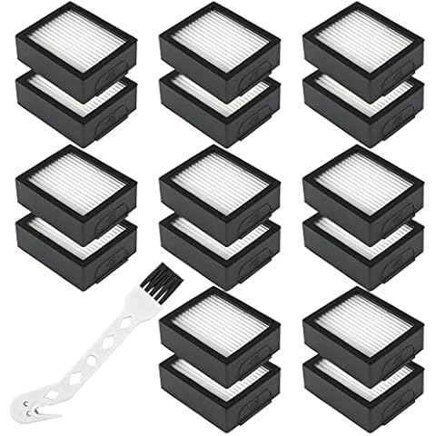 Romalon 16pk Filters and 1pk Cleaning Brush Replacement for i-Robot Roomba I,E,J Series Compatible with i7 i7+ i3 i3+ i4 i6 i6+ E5 E6 E7 j7 j7+(17pk) Cover