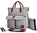 ZIZU Designer Diaper Bag with Loads of Pockets to Fit Everything you Need, Quality Fabric, Zippers & Comfy Soft Straps -Large, Grey Stripes