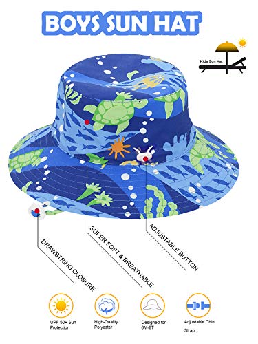 Baby Sun Hat Upf 50+ Sun Protective Toddler Bucket Hat Summer Kids Beach Hats Wide Brim Outdoor Play Hat For Boys Girls Green Turtle 4-8 Years #TOP3