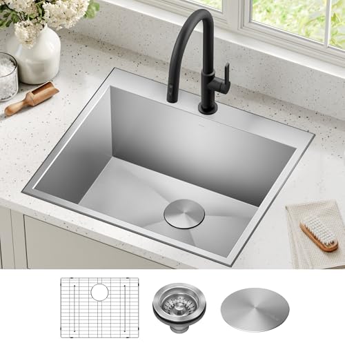 KRAUS Standart PRO 25-inch Drop-In Top Mount 16 Gauge Stainless Steel Single Bowl Laundry Utility Sink, KHT301-25L - image 2