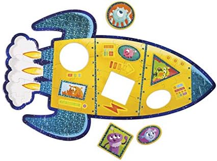 Peaceable Kingdom Shimmery Rocket Floor Puzzle - 39 Piece Giant Floor Puzzle for Kids Ages 5 & up - Fun-Shaped Puzzle Pieces - Great for classrooms 2 51CcbJ6RGeL. AC