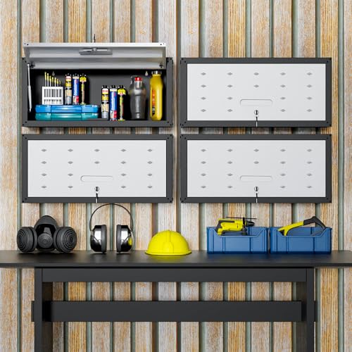 Metal-Wall-CabinetWall-Mounted-Garage-Cabinets-with-Lockable-DoorHanging-Storage-Cabinet-130-lbs-CapacityFloating-Cabinet-for-Tool-Organization-in-BasementWorkshopKitchenBlackGrey