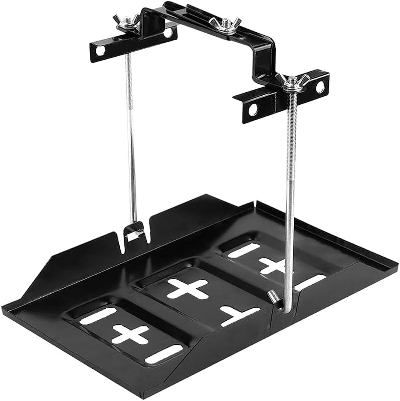 Bandeja metálica para bateria BMIROAMDFE com suporte ajustável – para carros e barcos