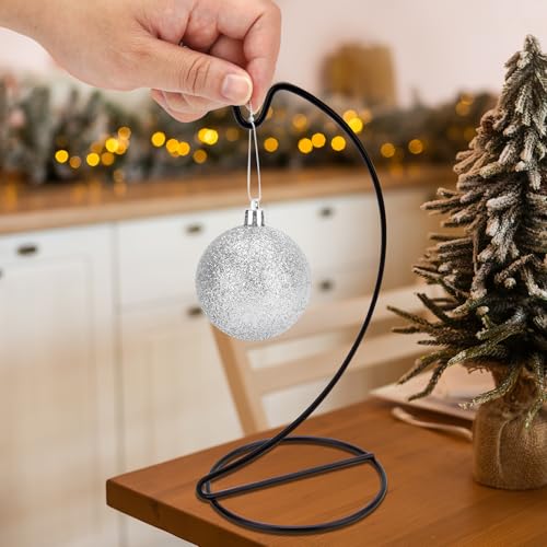 Abom 9in Ornament Display Stand, 3 Pack Black Iron Hanging Hook Hanger for Glass Globe, Air Plant Terrarium, Witch Ball, Christmas Ornaments, and Wedding Decor