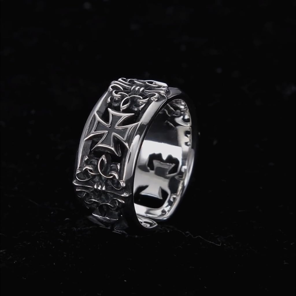 Vintage Hip Hop Crosses Rings Adjustable Size Men's Punk Jewelry Gothic Fashion Accessory for Daily Wear image 4