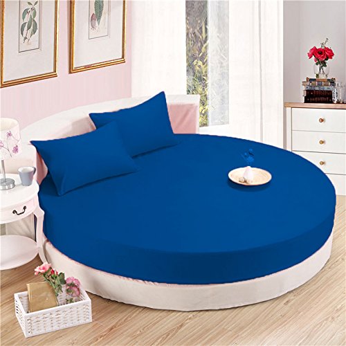 Parure de lit ronde bleu égyptien 243 cm en pur coton supérieur de 600 fils