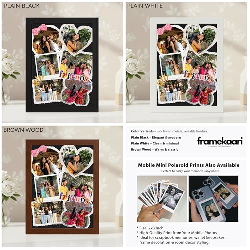 Image of Framekaari Friends Customized Photo Frame | Personalized Birthday Gift | Aesthetic Scrapbook Theme | 6 Custom Photos | Tabletop & Wall Mount | Room & Home Decor | 16x21 cm (Design-13)