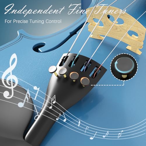 Image of 4 /4 Full Size Beginner Violin, Acoustic Fiddle Set for Adults, Teens, and Students (Age 12+), with Case, Bow, Bridge, and Rosin (Sky Blue)