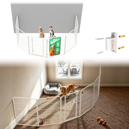Image of FXW Homeplus Indoor Dog Playpen with Fence-to-Wall Anchors, 40 inch H, 6 Panels