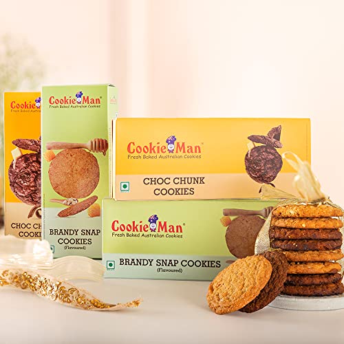 Image of CookieMan Choc Chunk & Brandy Snap (Flavoured) Cookies | 120gPack of 4 (Each 2)