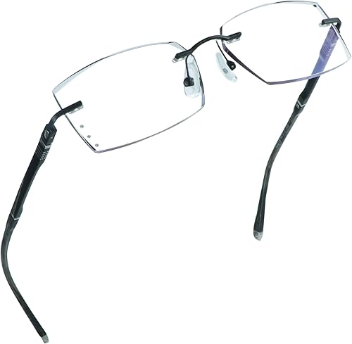 LifeArt Gafas de lectura con bloqueo de luz azul, anti rayos azules, reducen la fatiga ocular, marco sin montura con diamante elegante para