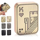 Fidget Toys für Erwachsene, Metal Fidget Slider Magnetischer Poker Push Card, EDC Fidget Spielzeuge zum Abbau von Stress und Angstzuständen, Geschenk für Männer/ADHS/ADS/Autismus (goldenes K)