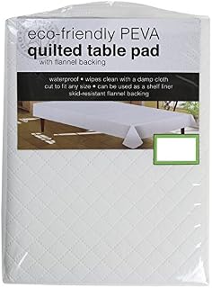 Sultan's Linens PEVA Quilted Table Pad with Flannel Backing, Waterproof, Skid Resistant (120"x52")